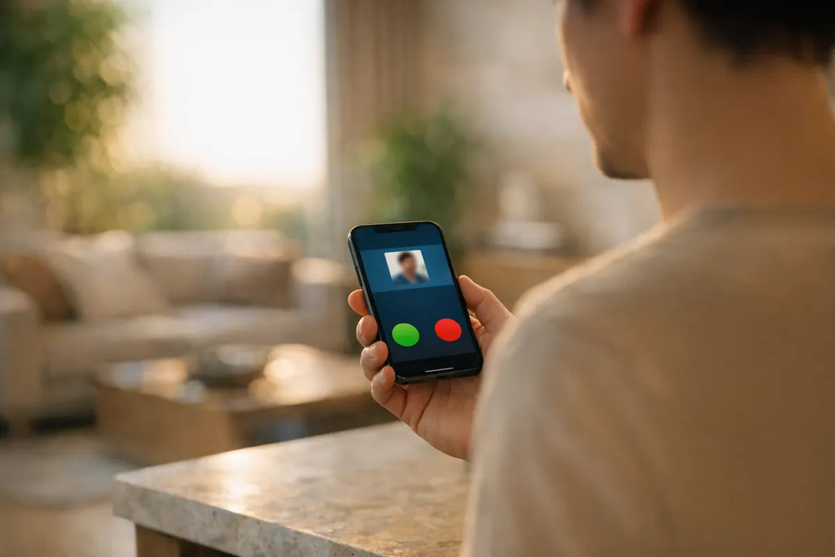 A resident answering a call from the gate in the Digital Workforce app