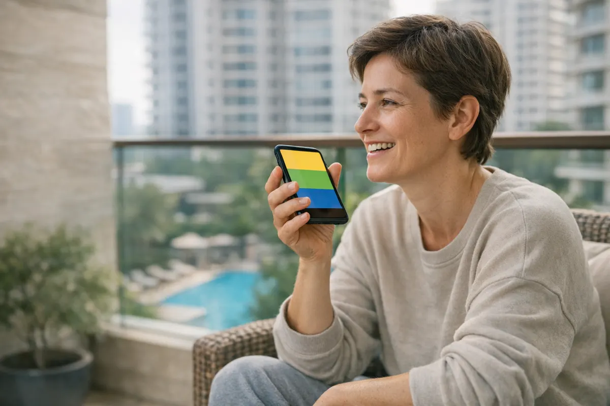 A resident booking the gym by talking to the Apartment Manager on her phone